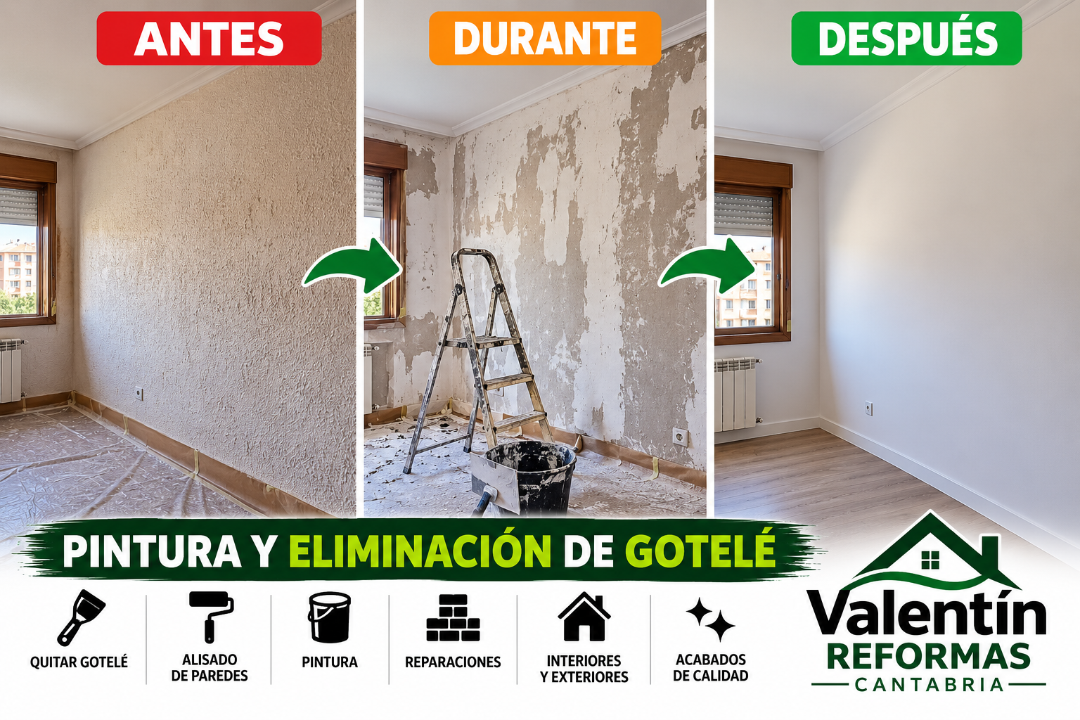 Eliminación de gotelé y pintura en Santander